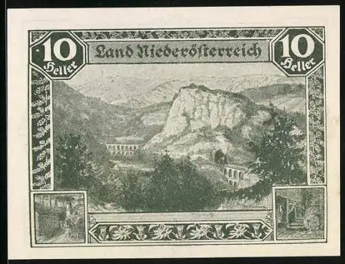 Notgeld Wien 1920, 10 Heller, Berglandschaft mit Viadukt und Tunnel
