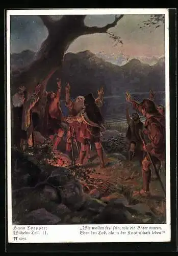 Künstler-AK Schweizer leisten den Rütli-Schwur, Wilhelm Tell