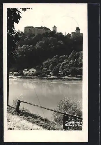AK Neuburg a. Inn, Partie am Künstlerheim