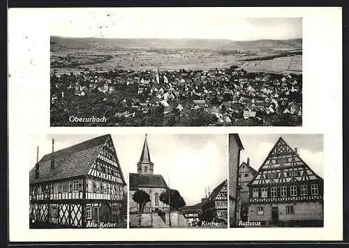 AK Oberurbach / Remstal, Alte Kelter, Rathaus, Totalansicht