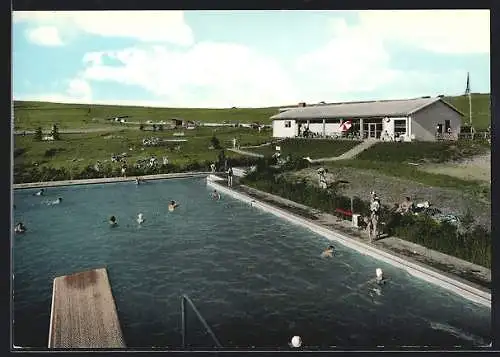 AK Dittishausen, Freibad mit Badegästen