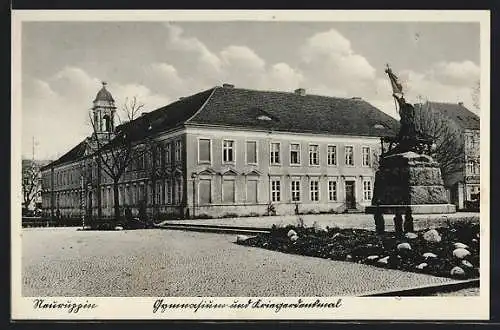 AK Neuruppin, Gymnasium und Kriegerdenkmal