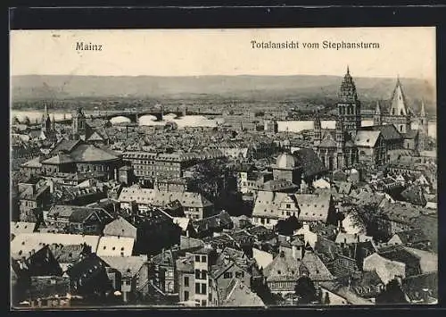 AK Mainz, Totalansicht vom Stephansturm