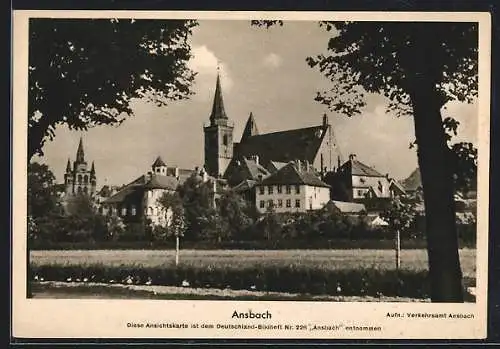 AK Ansbach / Mfr., Ortsansicht mit Blick zur Kirche