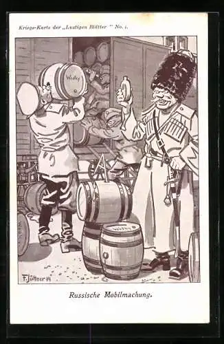AK Russische Soldaten beim Wodka trinken, Propaganda 1. Weltkrieg