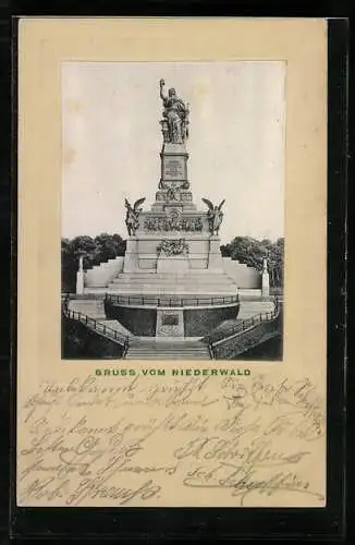 Foto-Collage-AK National-Denkmal auf dem Niederwald