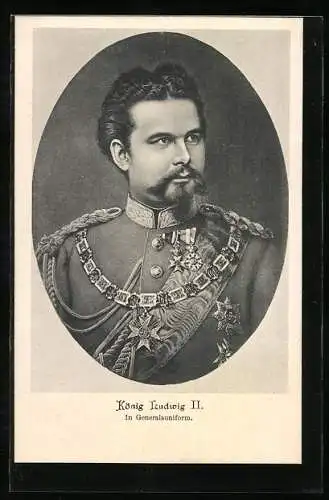 AK König Ludwig II. in Generalsuniform