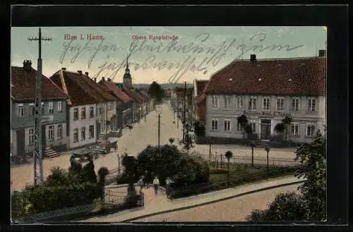 AK Elze i. Hann., Obere Hauptstrasse mit Gasthof Deutsches Haus von L. Temme