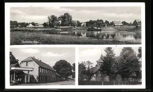 AK Gorleben /Elbe, Kapelle, Strassenpartie, An der Elbe