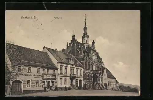 AK Dahlen i. S., Rathaus und Buchbinderei Paul Lehr
