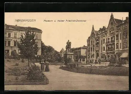 AK Nordhausen, Museum und Kaiser Friedrich-Denkmal
