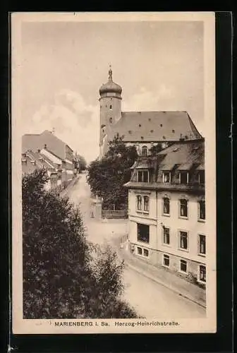 AK Marienberg i. Sa., Herzog-Heinrichstrasse und Kirche