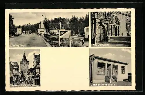 AK Helmstedt, Geschäftshaus Buchta, Hausmannsturm, Alte Universität, Zonengrenze