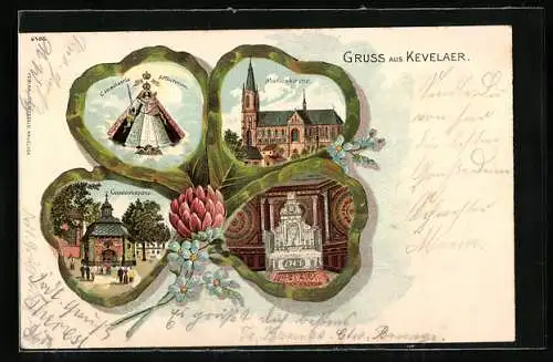 Passepartout-Lithographie Kevelaer, Marienkirche, Gnadenkapelle, Kleeblatt