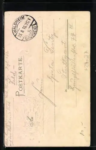 Passepartout-Lithographie Kriebstein, Schloss Kriebstein, Reichswappen, Eichenlaub, Siegel