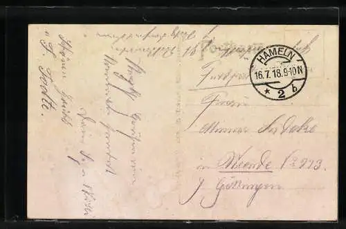 Passepartout-AK Hameln /Weser, Ortsansicht im Ratten-Passepartout