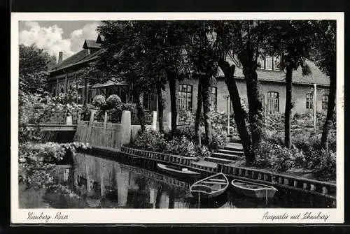 AK Nienburg /Weser, Auepartie mit Schauburg