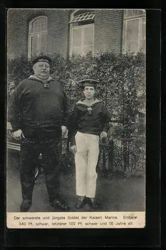 AK schwerster & jüngster Soldat der Kaiserl. Marine, Übergewichtiger