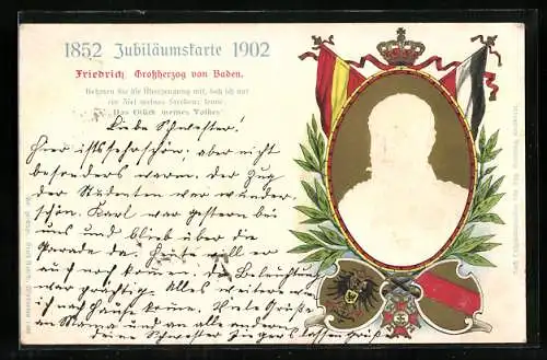 Künstler-AK Grossherzog Friedrich von Baden, Jubiläumskarte 1902