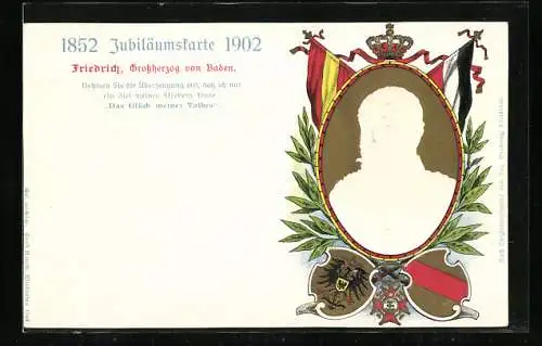 Lithographie Friedrich, Grossherzog von Baden, 1852 - 1902