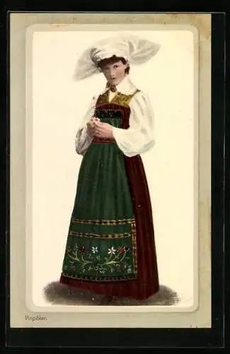 Künstler-AK Junge Frau in schwedischer Tracht