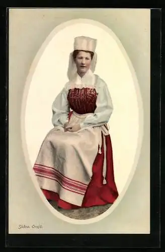 AK Skane, Onsjö, Schwedin in Tracht mit Schürze