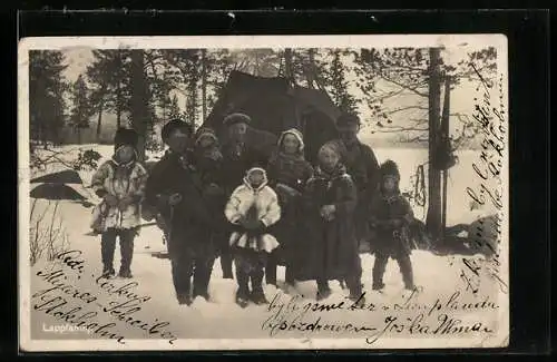 AK Lappfamilj, Schwedische Lappenfamilie vor ihrem Zelt