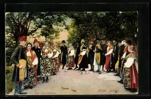 AK Floda, Bröllop, Schwedische Paare in Tracht