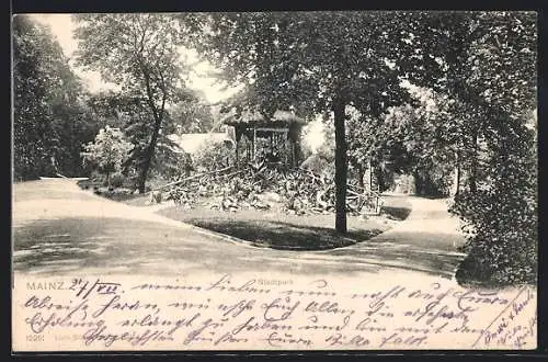 AK Mainz, Stadtpark, Pavillon
