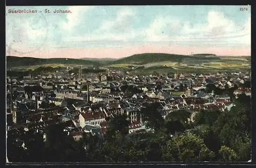 AK Saarbrücken-St. Johann, Ortsansicht aus der Vogelschau