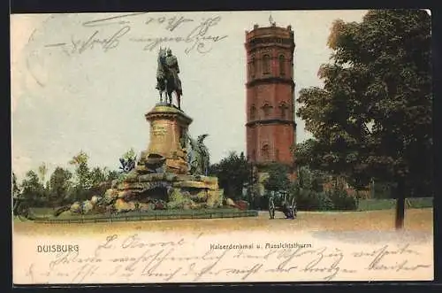 AK Duisburg, Kaiserdenkmal und Aussichtsturm