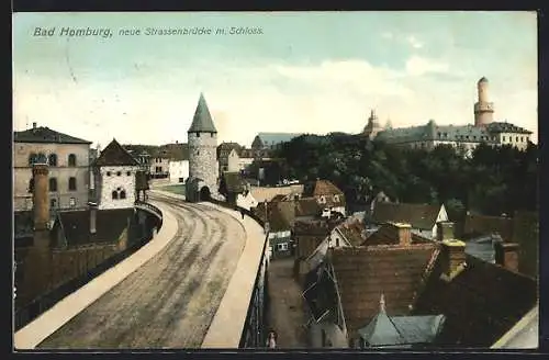AK Bad Homburg, Neue Strassenbrücke mit Schloss