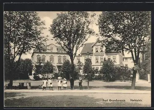 AK Bad Oeynhausen, Marktplatz und Hotel Deutsches Heim