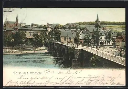 AK Werdohl, Stadtansicht mit Brücke