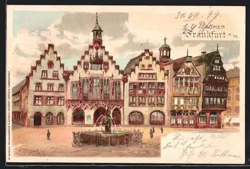 Künstler-AK Carl Münch: Frankfurt a / M., Römer mit Passanten
