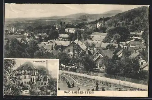 AK Bad Liebenstein, Sanatorium und Ortsansicht