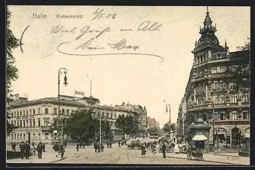 AK Halle / Saale, Riebeckplatz, Hotel Goldene Kugel