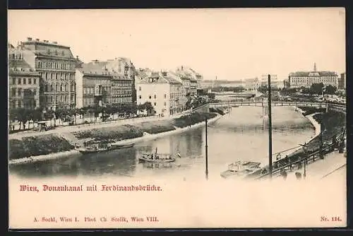 AK Wien, Donaukanal mit Ferdinandsbrücke