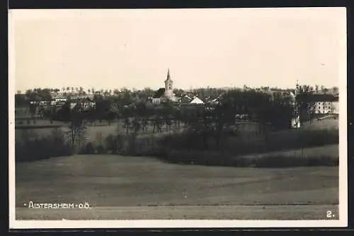 AK Aistersheim /O.-Ö., Ortspartie mit Kirche