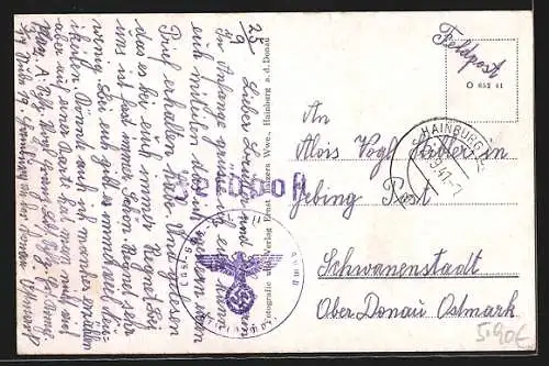 AK Hainburg, Teilansicht mit Schlossberg