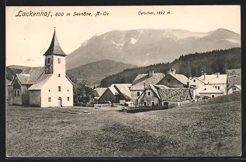 AK Lackenhof am Ötscher, Teilansicht mit Kirche und Oetscher
