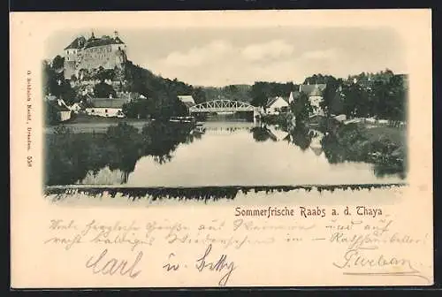 AK Raabs a. d. Thaya, Uferpartie mit Schloss