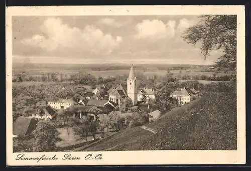 AK Saxen /O.-Oe., Teilansicht mit Kirche