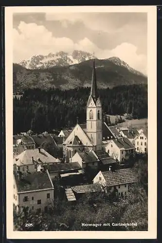 AK Hermagor, Teilansicht mit Kirche gegen Gartnerkofel