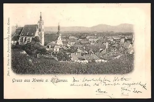 AK Krems a. d. Donau, Ortsansicht aus der Vogelschau
