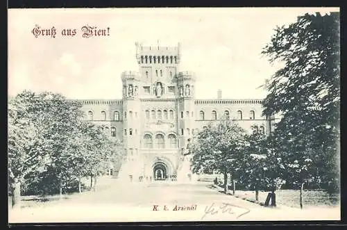 AK Wien, Strassenpartie mit Blick auf K. k. Arsenal