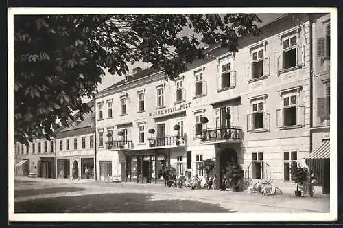 AK Bad Hall, Hotel zur Post, Strassenpartie