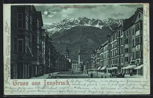 Lithographie Innsbruck, Blick in die Maria Theresienstrasse