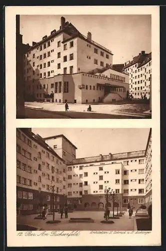 AK Wien, Wohnhausbauten der Gemeinde, Am Fuchsenfeld, Sädtischer Kindergarten, Architektur