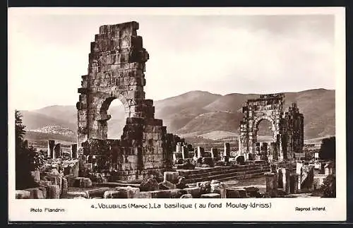 AK Volubilis, La basilique (au fond Moulay-Idriss)
